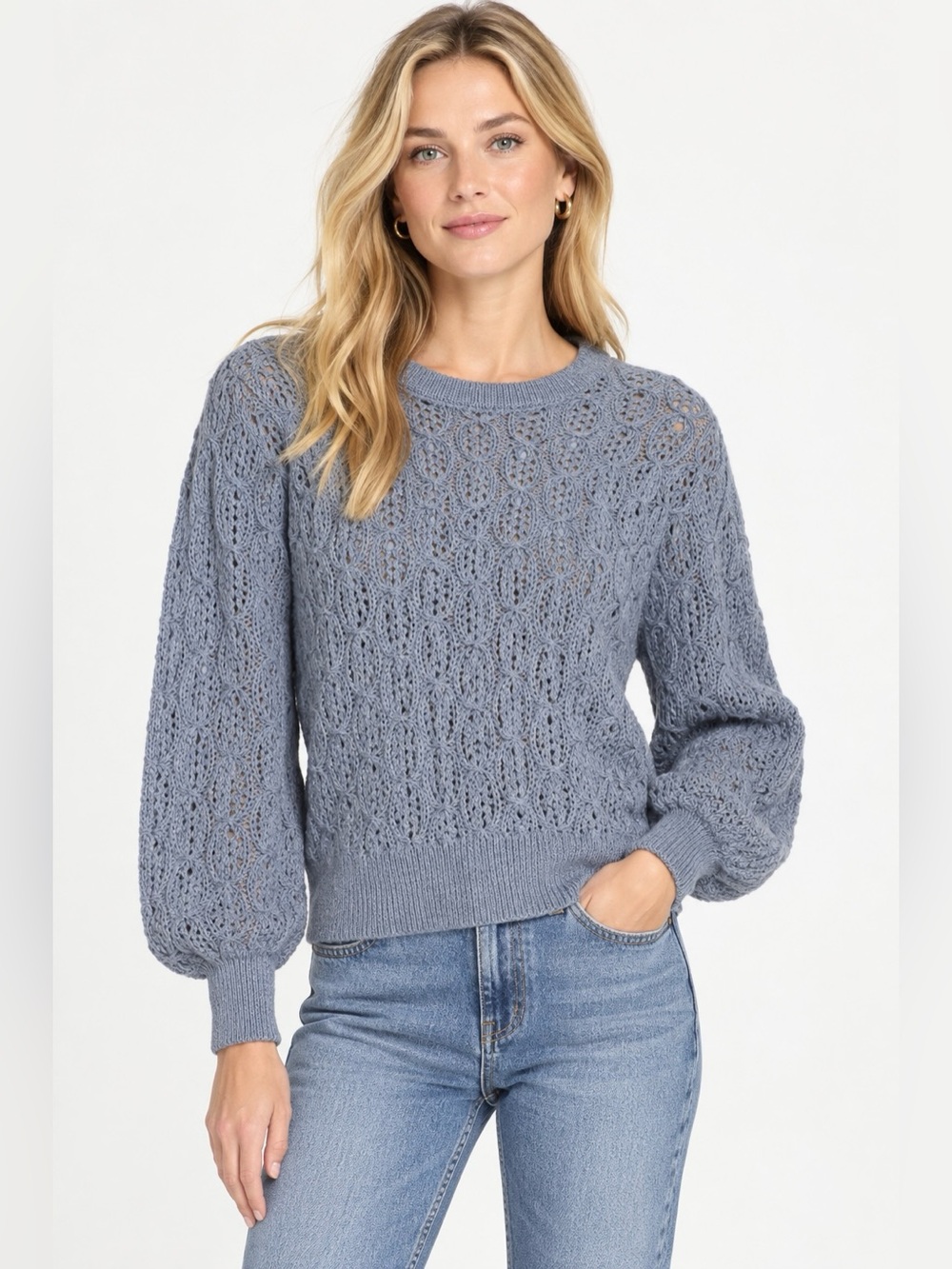J.Crew Balloon-Sleeve Cable-Knit Sweater NWOT , sz : large